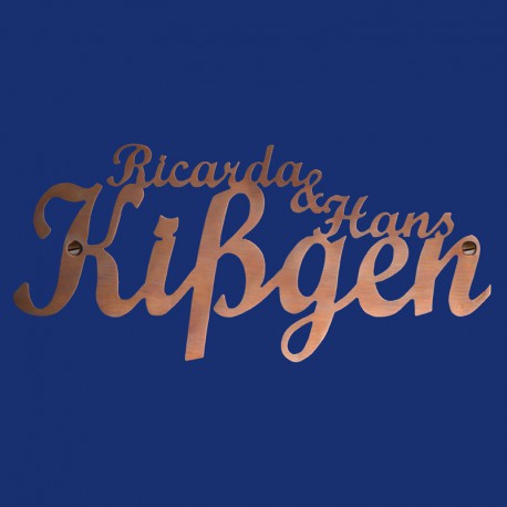 Schriftzug mit Vornamen aus Kupfer massiv
