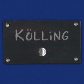 Schwarz patiniertes Kupfer-Klingelschild