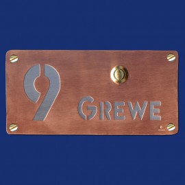 Kupfer-Klingelschild mit Name und Hausnummer