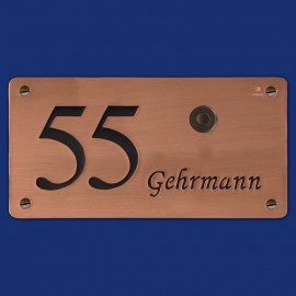 Kupfer-Klingelschild mit Name und Hausnummer