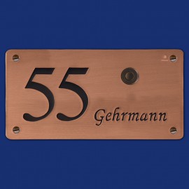 Kupfer-Klingelschild mit Name und Hausnummer