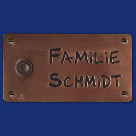 Kupfer-Klingelschild mit schwarzem Hintergrund