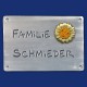 Großes Familien-Türschild mit plastischer Sonnenblume