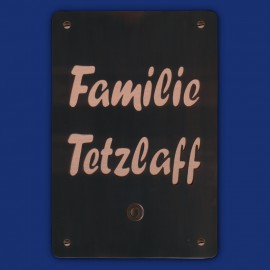 großes Kupfer Klingelschild im Hochformat