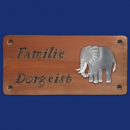 Kupferschild mit  Elefant