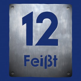 Hausnummer 12 Türschild mit Name 