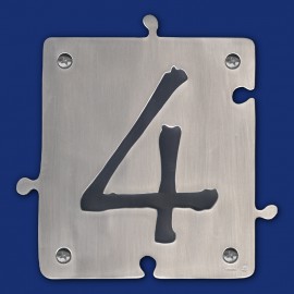 Puzzle Hausnummer 4 aus Aluminium