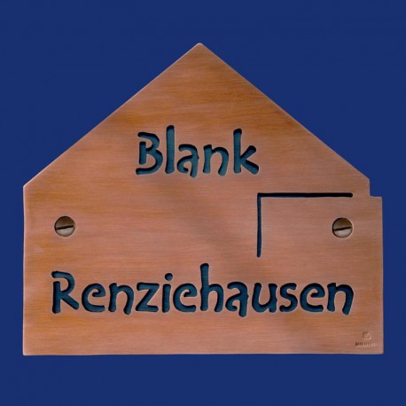 Kupferschild in Hausform