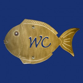 Goldenes Design Schild in Fischform