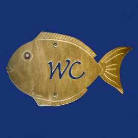 FISCH-Schild "WC" aus Messing zum Anschrauben