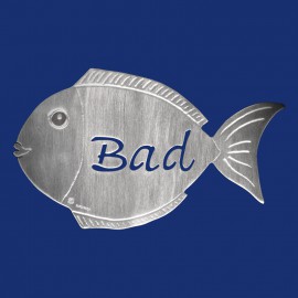 Silbernes Design Schild in Fischform