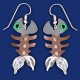 Paar Fischgräten Ohrringe kupfer-silber