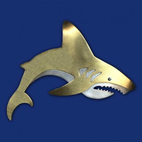 gold-silberner Hai als Haarspange