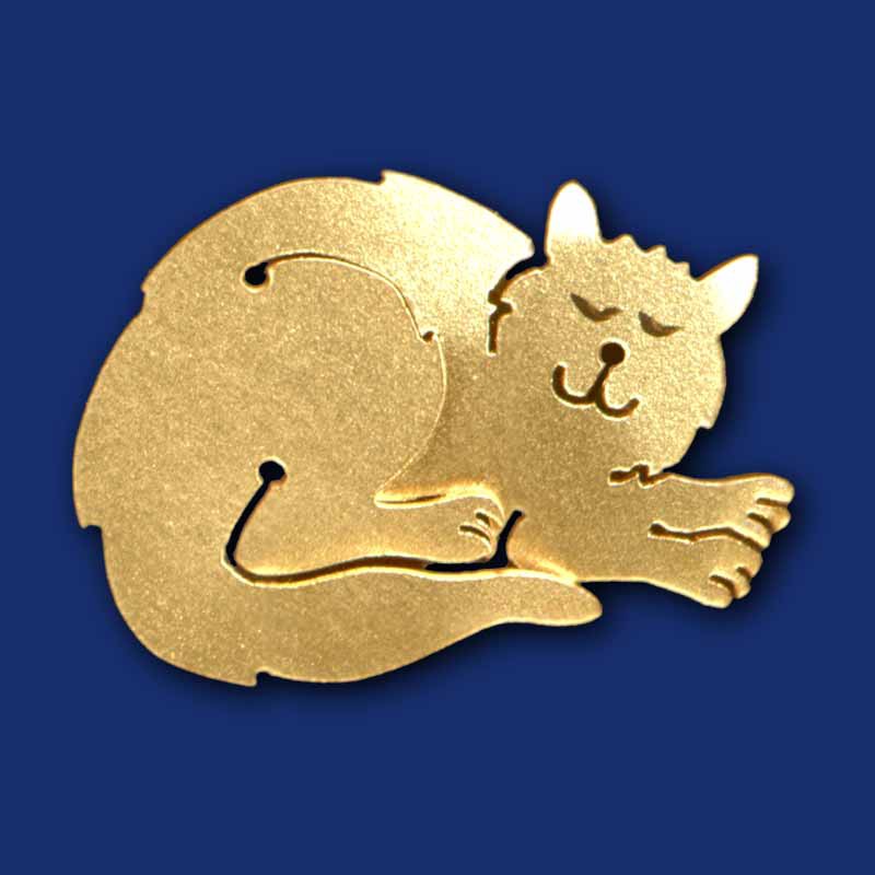 Katzen Brosche Silber Zirkonia Gold exklusiv