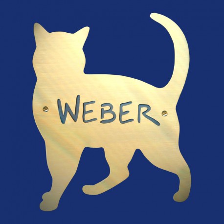 Katzenschild Katze Türschild aus Messing