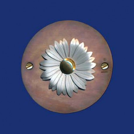 Kupfer Klingelschild mit Blume Außen-Durchmesser ca. 80 mm