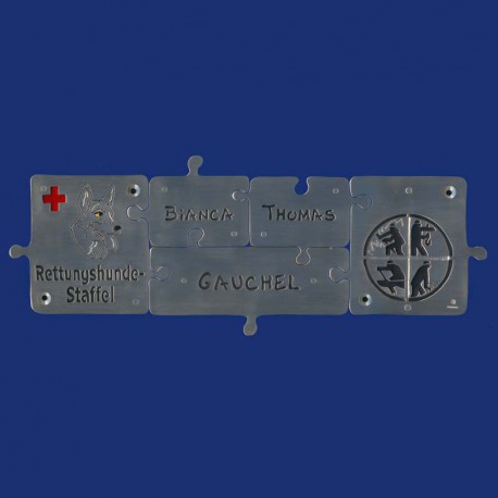 Puzzle-Türschild mit Feuerwehr- und Hundemotiv