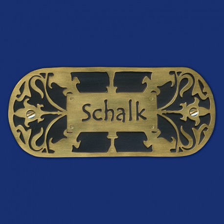 Jugendstil-Türschild aus Messing und Kupfer