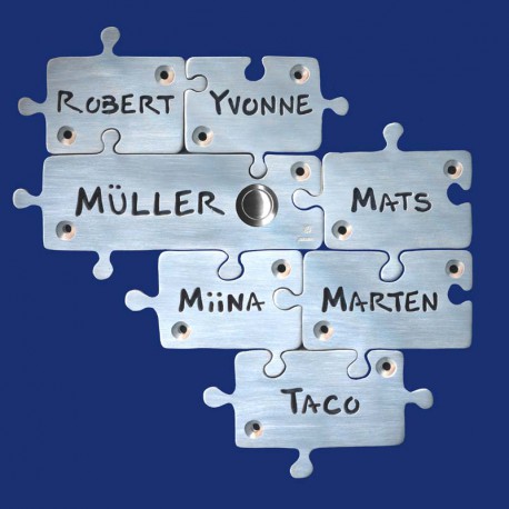 Puzzle-Klingelschild für Familien aus Aluminium, siebenteilig
