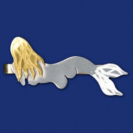 blonde Meerjungfrau Krawattenklammer aus Titanzink und Messing  HANDARBEIT