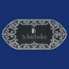 Schwarz-silbernes JUGENDSTIL KLINGELSCHILD, oval