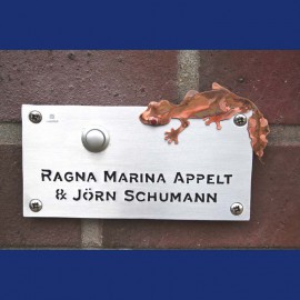 Klingelschild mit Gecko-Motiv