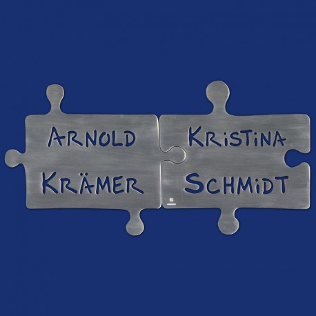 PUZZLE-TÜRSCHILD zweiteilig aus Aluminium Puzzle-Namenschild 