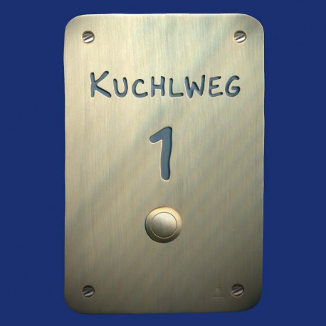 Messing Klingelschild mit Hausnummer