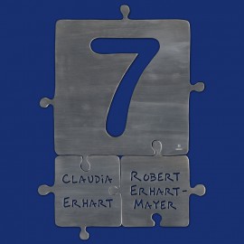 Türschild Puzzle Hausnummer Kombination dreiteilig aus Aluminium