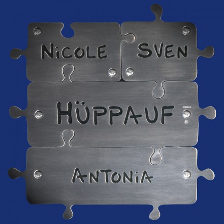 Puzzle-Familienschild in Edelstahl-Optik